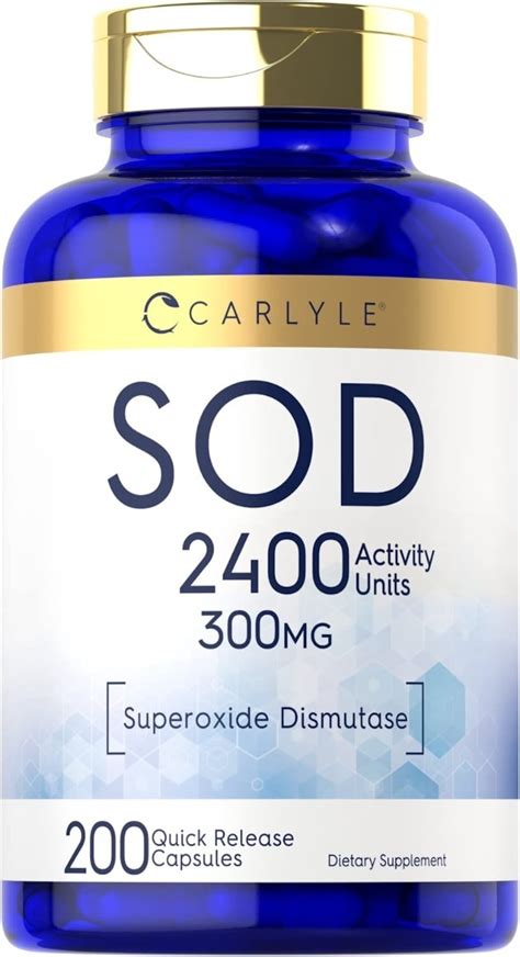 Sod Superóxido Dismutasa 300 Mg 200 Cápsulas Hecho En Usa Envío Gratis