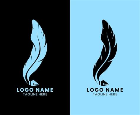 Logotipo De Pluma Simple Con Forma De Pez Vector Premium