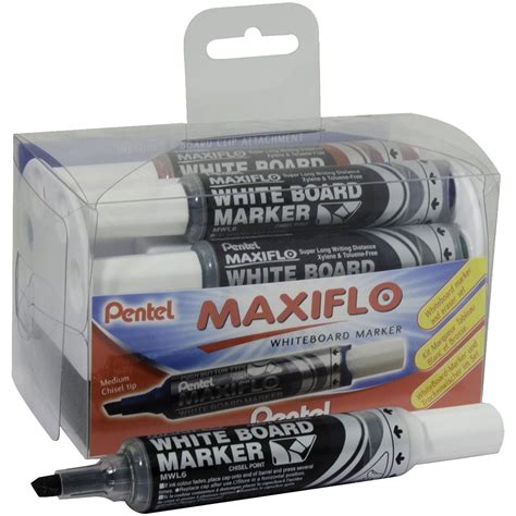 Pentel Maxiflo Whiteboard Markers Eraser Set Chisel Tip Mwl E