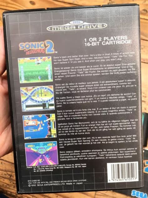 SONIC 2 THE Hedgehog Complet Boîte Notice Sega Megadrive Pal Euro Cib