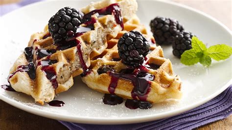 Sausage Stuffed Waffles With Blackberry Sauce Recipe From