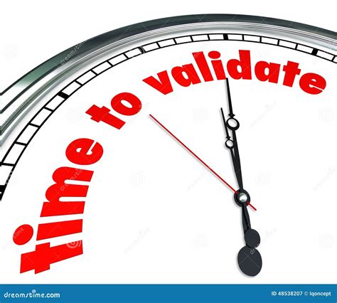 Time To Validate Words Clock Confirm Check Verify Results Stock