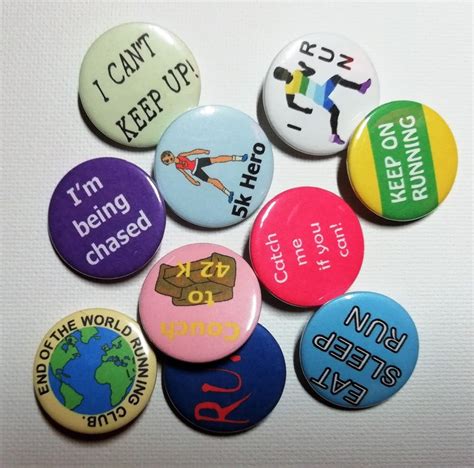 Set Of 10 Running Pin Badges For Runners Etsy