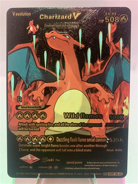 Pokémon Card Charizard V 508HP Gold Foil Fan Art Values MAVIN