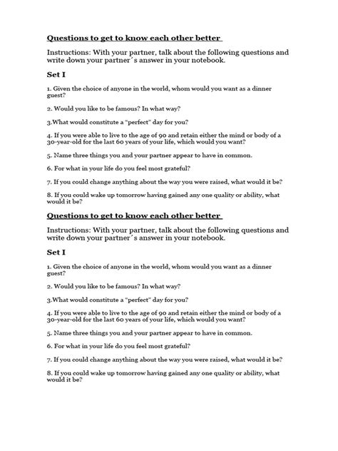 Questions To Get To Know Each Other Better Pdf