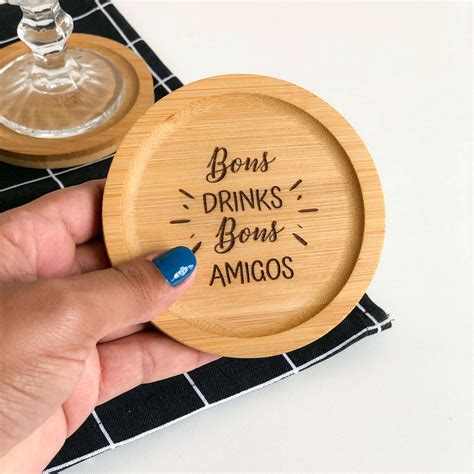 Porta Copo em Bambu Personalizado 10 cm Ø HOME GIFTS