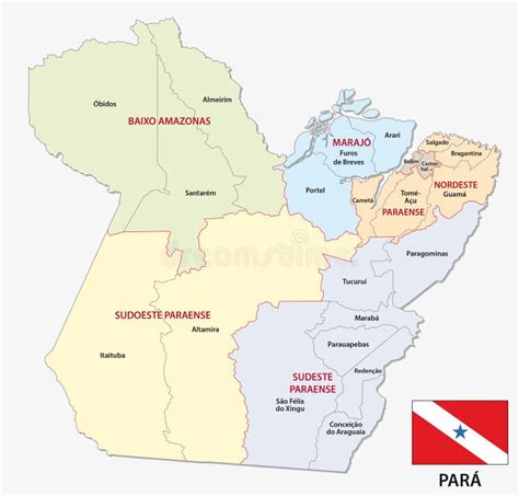 Mapa Administrativo E Político De Para Bandeira Ilustração do Vetor