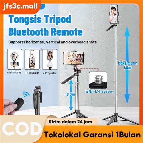 Jual A36 Tongsis Bluetooth Selfie Stick Tripod 160CM Tongsis Bluetooth