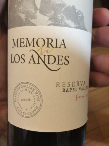 Memoria de Los Andes Reserva Carménère Vivino 日本