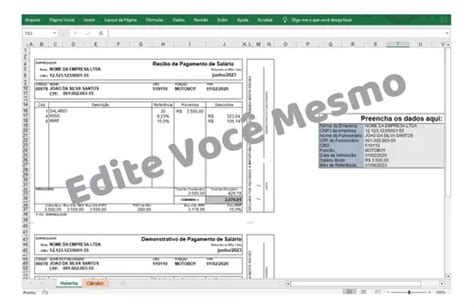 Modelo Holerite Editável Pró labore Tabelas Atualizadas à venda em São