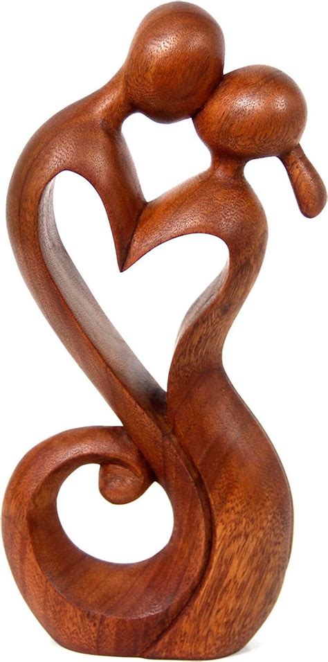 Novica Brown Romantic Suar Wood Sculpture Tall Everlasting