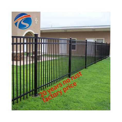 Black Powder Coated Outdoor Wrought Iron Fence Ornamental Steel Fence