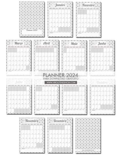 Planner 2024 GRATUITO para download 7 versões para baixar imprimir e