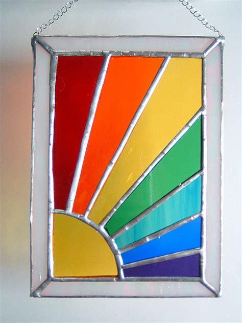 Rainbow Sunshine Stained Glass Panel Sunrise Sunset Suncatcher Window Hanging Ebay Diy