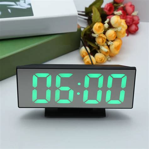 LED Mirror Digital Alarm Clock Electronic Watch Table Multifunction