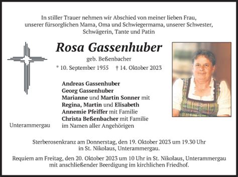 Traueranzeigen Von Rosa Gassenhuber Trauer Merkur De