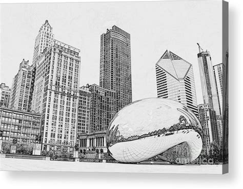 Chicago Bean Skyline Drawing