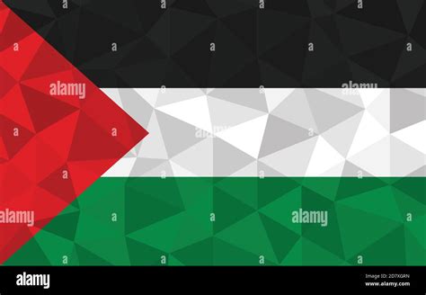 Low Poly Palestine Flag Vector Illustration Triangular Palestinian