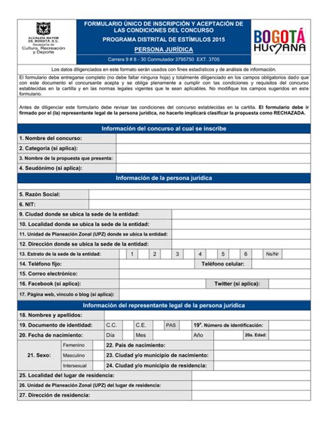 Formulario De Inscripci N Persona Jur Dica