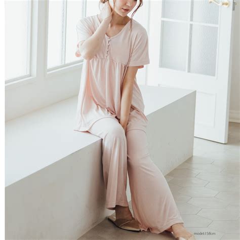 フランデランジェリー fran de lingerie tororelax とろリラ半袖プルオーバー半開上下セット ピンクベージュ ファッション通販 MAGASEEK マガシーク
