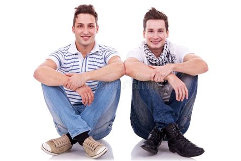 Two Friends Sitting Next To Each Other Stock Photo Image Of Caucasian