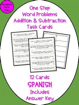 Addition And Subtraction Word Problems In Spanish Tpt