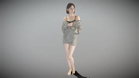 Sexy Woman In A Gray Jacket 213 Buy Royalty Free 3d Model By