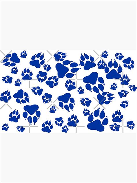 Blue Wildcats Paw Print Pattern Digital Design Sticker For Sale By