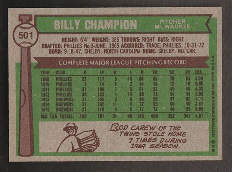 2014 Topps 75th Anniversary 1976 Small Buyback Stamp 501 Billy