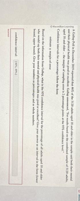 Solved A Gallup Poll In December Reported That Of Chegg