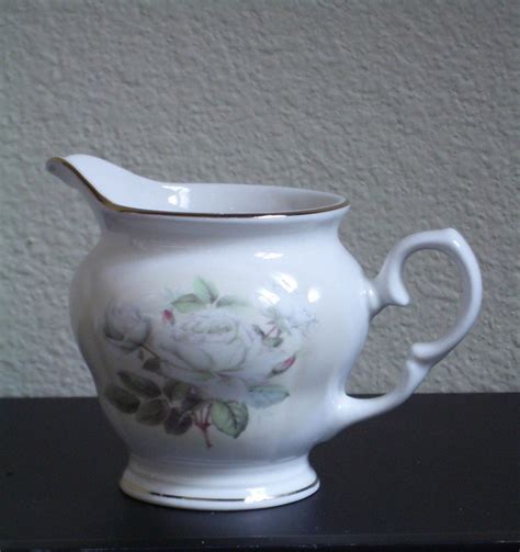 Creamer Bone China Gold Trim Iceberg Rose Etsy