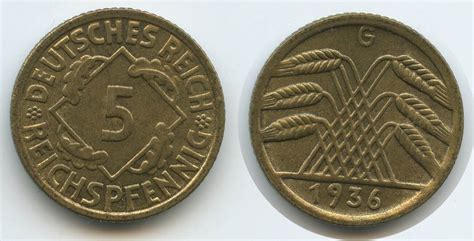 Deutsches Reich Weimar 5 Reichspfennig 1936 G Karlsruhe G10247