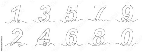 Numbers in continuous line drawing style. Line art of numbers. Vector illustration. Set of ...