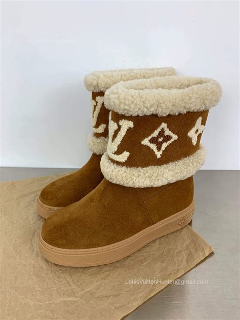 Louis Vuitton Snowdrop Flat Ankle Boot In Brown Suede Calf Leather And