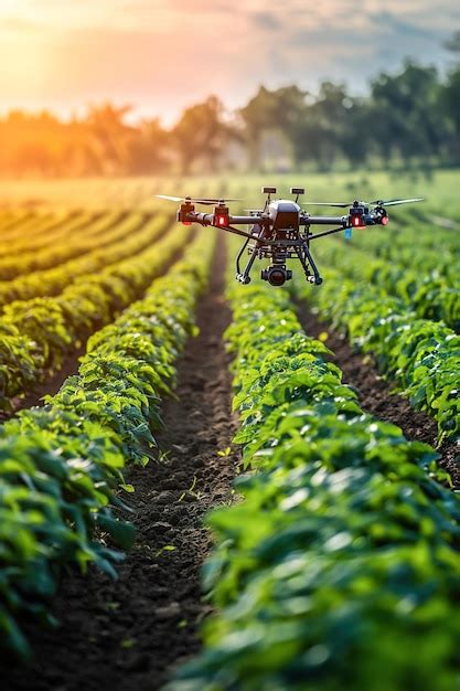 Premium Photo Precision Agriculture Technology Drone Flying Over