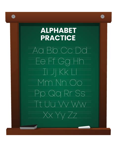 Alphabet letters tracing sheet with all letters of the alphabet. On the school board Kids ...