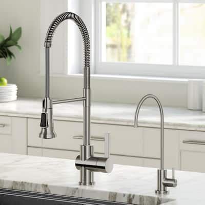 KRAUS Britt Single Handle Pull Down Kitchen Faucet With Dual Function