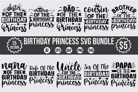 Birthday Princess Svg Bundle Vol Graphic By Teebusiness Creative