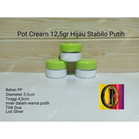 Jual Pot Cream 12 5gr Hijau Stabilo Putih Kemasan 25pcs 1650