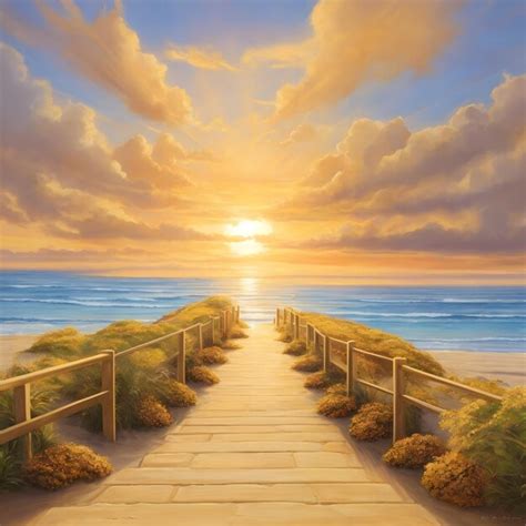 Premium Ai Image Golden Path To Serenity Sunset Beach Entrance