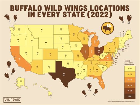 number  buffalo wild wings   state map vinepair