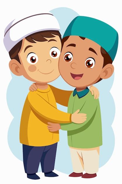 Dois Meninos Mu Ulmanos Crian As Ilustra O Eid Especial Vetor