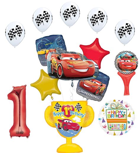 Cars Lightning Mcqueen 1st Birthday Party Supplies Trophy Balloon