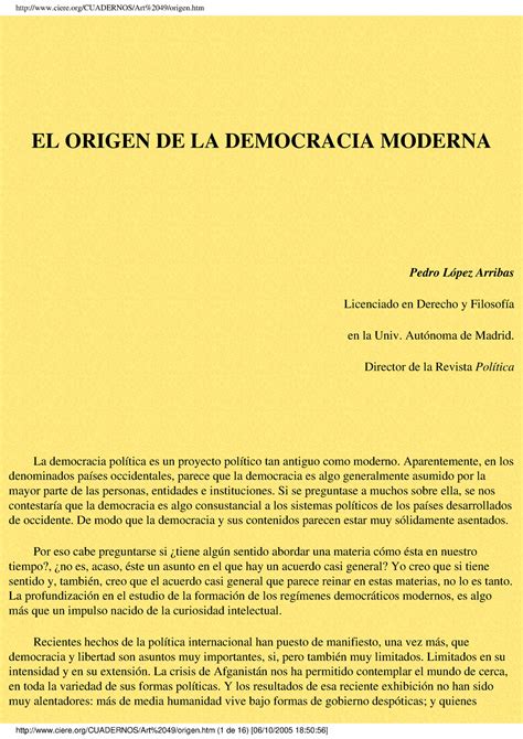 El Origen De La Democracia Moderna Dde Dialnet El Origen De La