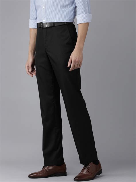 Buy Park Avenue Men Black Solid Mid Rise Formal Trousers Trousers For Men 17769348 Myntra