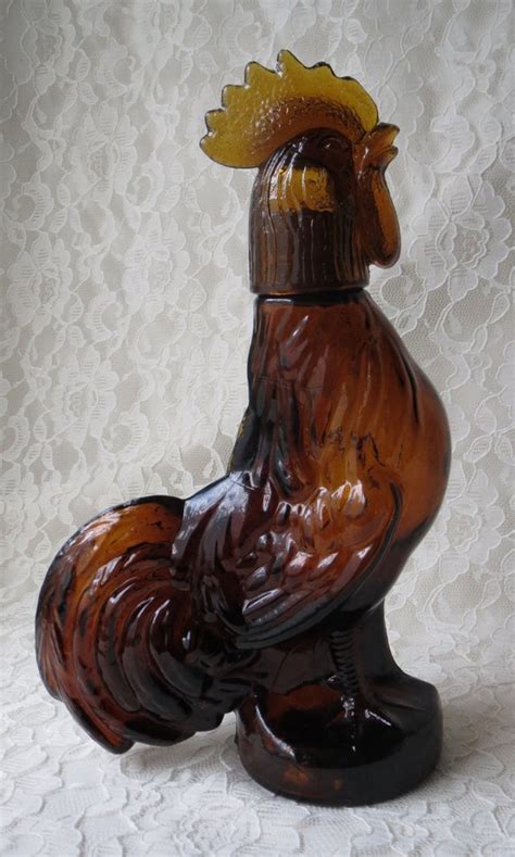 Vintage Amber Glass Rooster Retro Bottle By Dreamy1 On Etsy