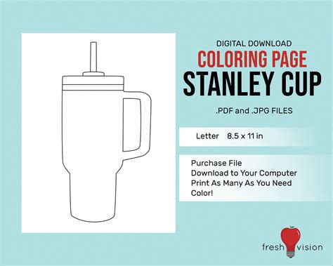 Color Your Own Stanley Cup Coloring Page Etsy