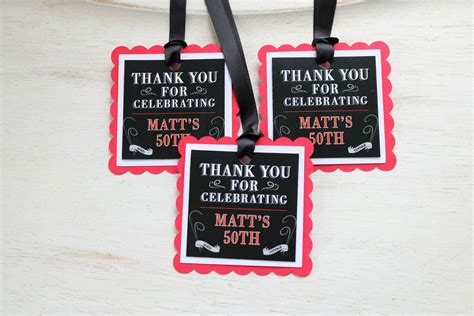 Vintage Dude Adult Birthday Favor Tags Cheers To 50 Years Etsy