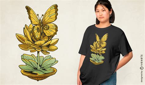 Descarga Vector De Diseño De Camiseta De Mariposa Inspirada En Steampunk