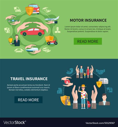 Insurance Horizontal Banners Royalty Free Vector Image